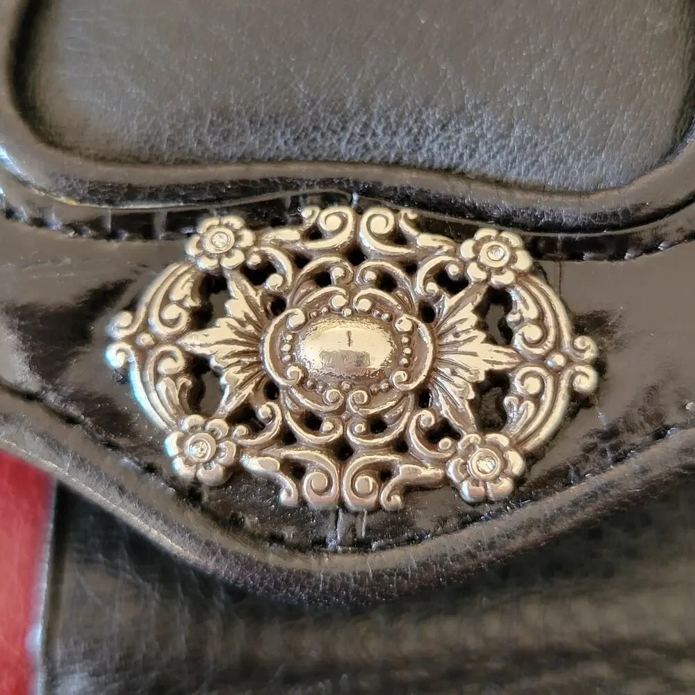 Brighton Smooth Embossed Leather Silver Hearts Mini Trifold Red Lined Wallet